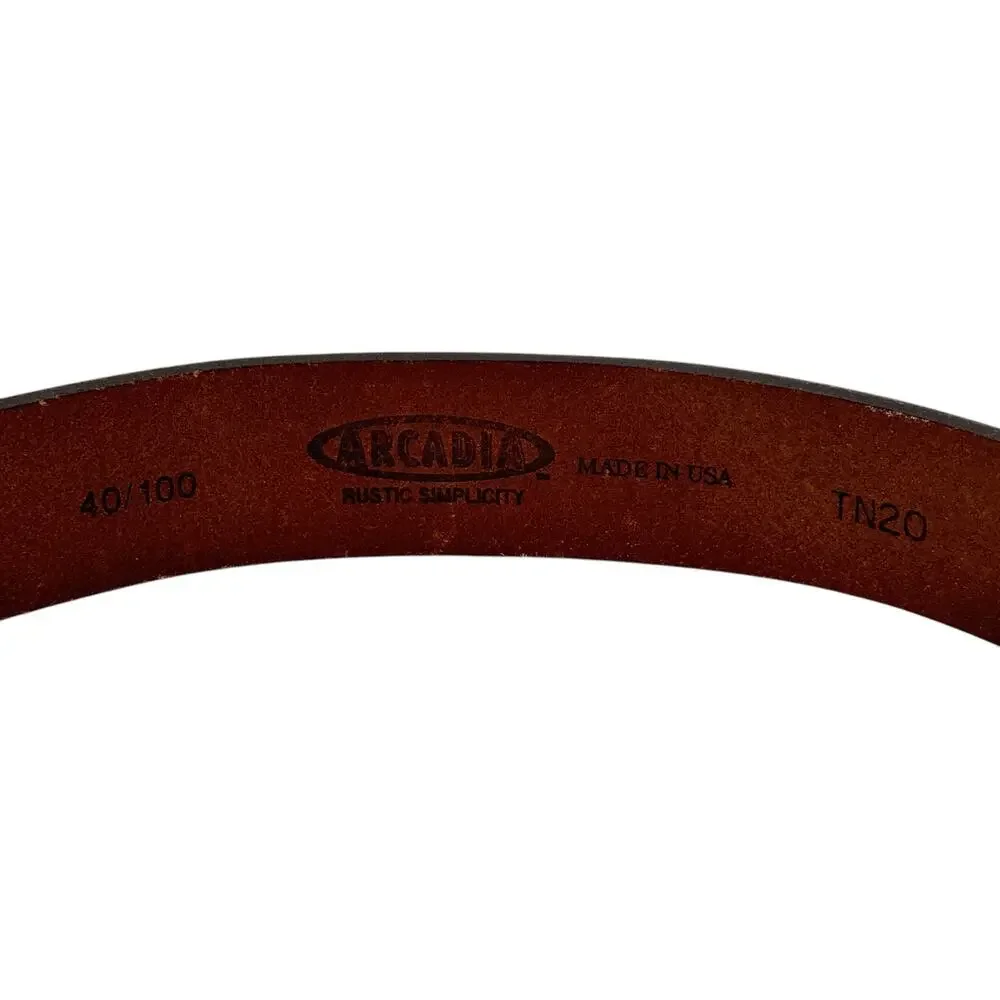 Arcadia Leather Belt Men SZ 40 Brown Rustic Classic Timeless Rugged Office Work